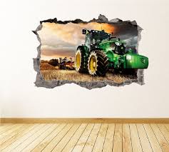 John Deere Green Tractor Wall Decal 3d