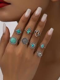 8 pcs western turquoise jewelry cactus