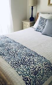 Coastal Queen Bed Scarf Blue