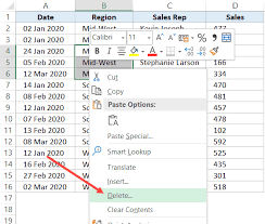 delete rows based on a cell value or