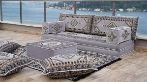 Gray Arabic Floor Seating Sofa Set