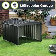 By installing any custom metal garages of any size or dimensions, you can park your cars and protect other valuables safely during harsh weather conditions. Juskys Mahroboter Garage Mit Satteldach Rasenmaher Dach Carport Aus Metall 86 98