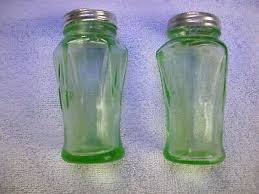 pepper shakers depression glass green