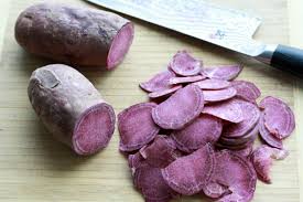 Purple sweet potatoes aren't just cool for their novelty factor ⁠— although their hue is sure to liven up any picnic table or dessert sideboard. Baked Purple Sweet Potato Chips Asian Caucasian Food Blog