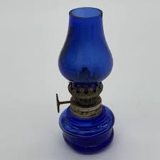 Vintage Blue Glass Mini Oil Lamp