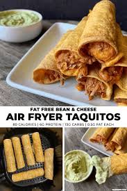 bean and cheese air fryer taquitos with