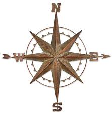 Large Star Compass Metal Wall Art The
