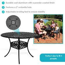 Sunnydaze Decor Patio Table Cast Aluminum With Crossweave Design 41 Inch