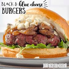 homemade black and blue cheese burgers