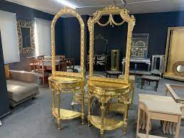 Console Table And Gilded Mirror Set