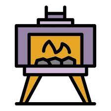 Outdoor Fireplace Icon Color Outline