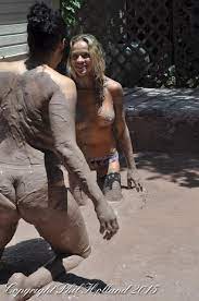 Naked mud wrestling