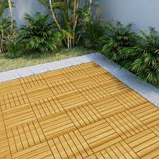 teak wood interlocking flooring tiles