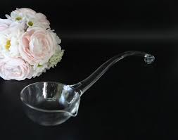Hand Blown Clear Glass Punch Bowl Ladle
