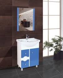 blue cabinet vanity with sink for