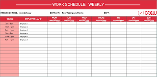 Free Weekly Employee Work Schedule Template Astonishing Weekly