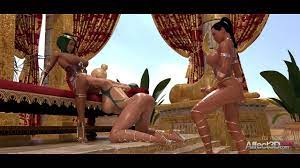 Ebony and blonde futanari babes entertaining the egyptian princess full