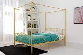 Twin Full Gold Metal Canopy Bed Frame