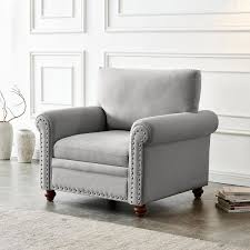 Grey Fabric Sofa Single Seat Chair With
