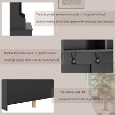 Black Modern Style Multiple Functions Hallway Coat Rack With Metal Black Hooks Ample Storage Space And 24 Shoe Cubbies