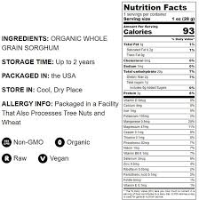 organic whole grain sorghum 1 5 pounds