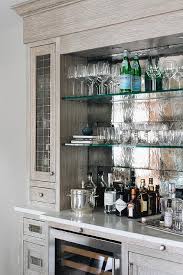Brushed Oak Bar With Glass Shelves