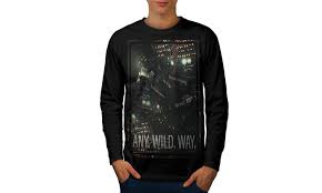 Wellcoda Any Wild Way City Mens Long Sleeve T Shirt Labyrinth Graphic Print