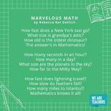 38 math poems for students in all grade