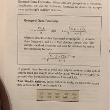 solved grouped data formulas when data