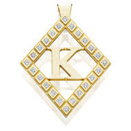 large diamond shaped pendant with cubic