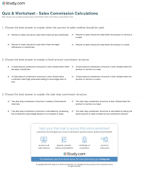Quiz Worksheet Sales Commission Calculations Study Com