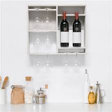 Wood Wine Rack Shelf With Glass Holder