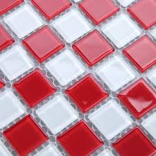 White And Red Tiles For Backsplash In