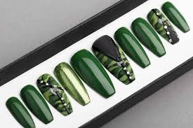 green camo press on nails lilium nails
