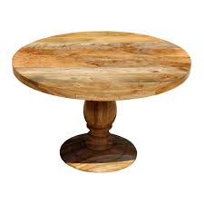 Arizona rustic oak round dining table. Farmhouse Rustic Solid Mango Wood 48 Round Pedestal Dining Table