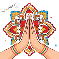 Illustration of karma depicted with Namaste, Indian women's hand greeting posture of namaste with mandala design vector illustration 15636825 Vector Art at Vecteezy