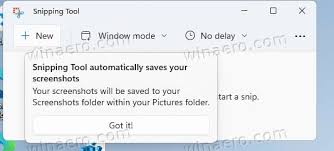 auto save of screenshots in snipping tool