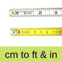 convert centimetres to feet and inches
