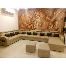 wooden leather c shape sofa set rs