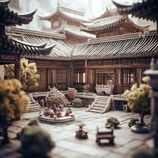 A Miniature Chinese Garden With A Small