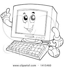 By continuing to browse you are agreeing to our use of cookies and other tracking technologies. Cartoon Black And White Lineart Desktop Computer Character Holding Up A Finger Posters Art Prints By Interior Wall Decor 1415460