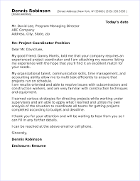 Project Coordinator Cover Letter Sample