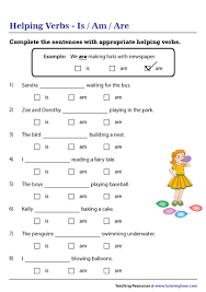 The word are is a helping verb. Is Am And Are Worksheet