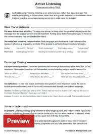 Live worksheets > english > english as a second language (esl) > listening. Active Listening Communication Skill Worksheet Therapist Aid