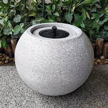 Round Stone Solar Water Fountain