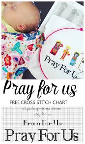 Pray For Us Free Cross Stitch Pattern Catholic Sprouts