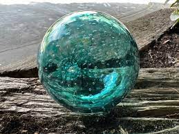 Green Bubbles Blown Glass Pond Float