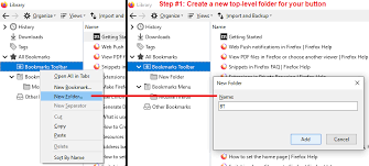 bookmarks on on the toolbar