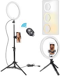 Amazon Com Gim 10 2 Selfie Ring Light With 59 Tripod Stand And Phone Holder 3000 6000k Led Ring Light Kit For Live Stream Makeup Youtube Video Vlogs Desktop Compatible With Ios Android Phone