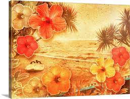 Vintage Tropical Beach Wall Art Canvas
